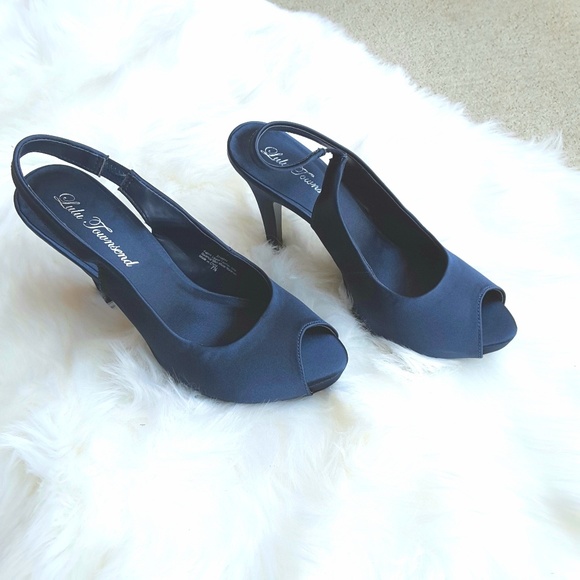 Lulu Townsend Shoes - NEW Lulu Townsend Open Toe Sling Back Heels Blue
